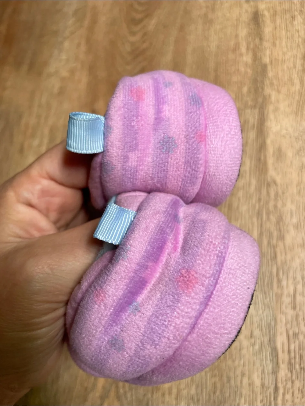Girls' Pink Plush Moccasin Slippers with Character Accents
